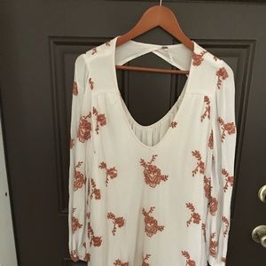 Free people embroidered mini dress in off white